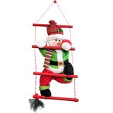 Boneco De Neve Pelúcia Na Escada Madeira Prime Decorado 50cm - Wincy Natal