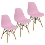 Kit 3 Cadeiras Charles Eames Eiffel Wood Design