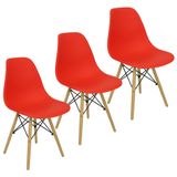 Kit 3 Cadeiras Charles Eames Eiffel Wood Design