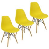 Kit 3 Cadeiras Charles Eames Eiffel Wood Design