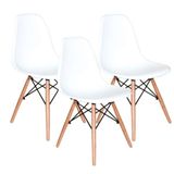 Kit 3 Cadeiras Dsw Eiffel Wood Jantar Cozinha Escrivaninha! Branco