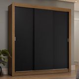 Guarda-roupa Casal 3 Portas De Correr Rustic/preto Sublime Plus Madesa Rustic/preto