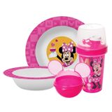 Kit Refeição Infantil Minnie Disney 4 Peças Prato, Tigela, Copo Shakeira E Pote Mix - Tuut