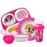 Kit Refeição Infantil Minnie Disney 5 Peças Prato Divisória, Tigela E Copo Shakeira - Tuut