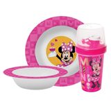 Kit Refeição Infantil Minnie Disney 3 Peças Prato, Tigela E Copo Shakeira - Tuut