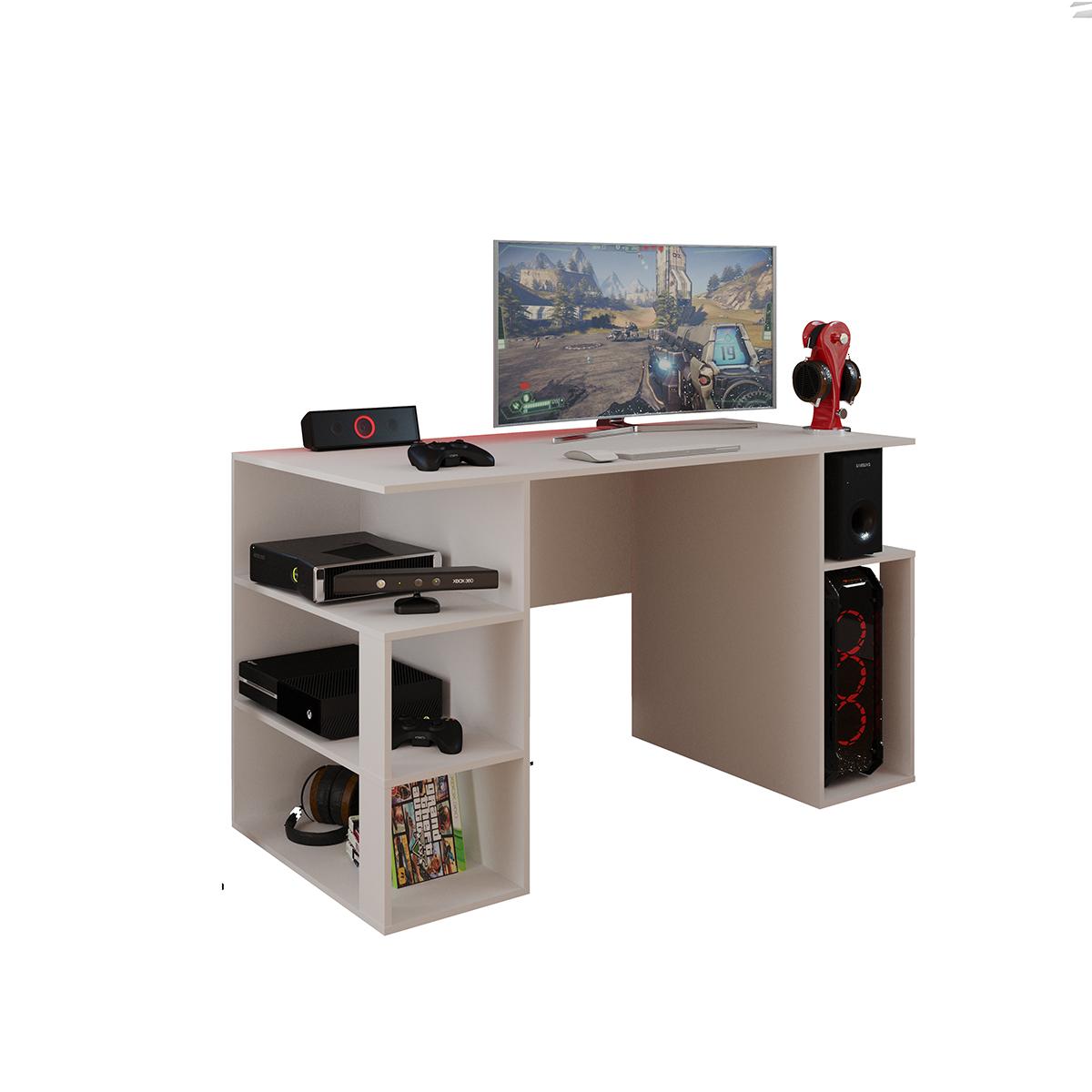 Mesa Gamer Escrivaninha Para Computador Com Espaço Gabinete - Branco