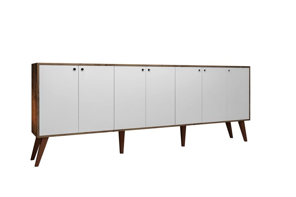 Aparador Buffet Retro Para Sala De Estar 7 Portas Nicarágua - Castanho/branco