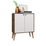 Aparador Buffet Retro Para Sala De Estar 2 Portas Equador - Castanho/branco