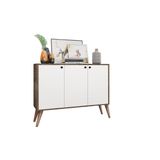 Aparador Buffet Retro Para Sala De Estar 3 Portas Congo - Castanho/branco