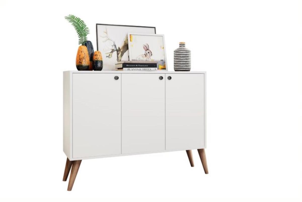 Aparador Buffet Retro Para Sala De Estar 3 Portas Congo - Branco