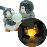 Luminária Natalino Enfeite Pinguins Nevado Decoração Luz Led