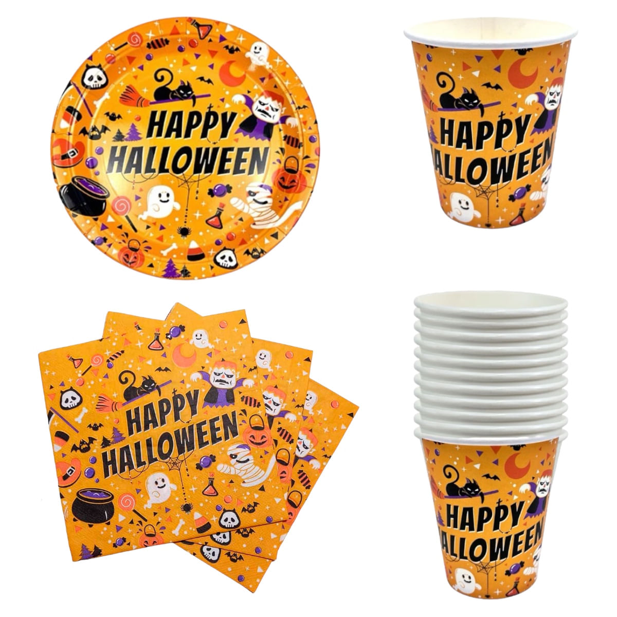 Kit Festa Halloween Descartável Decoração De Mesa Tema Dia Das Bruxas Enfeite Comemoração Festa Noites Do Terror Zumbi