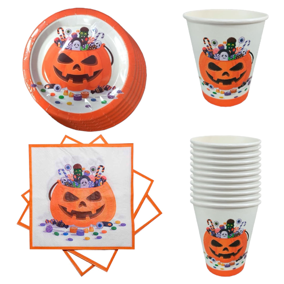 Kit Festa Halloween Descartável Decoração De Mesa Tema Dia Das Bruxas Enfeite Comemoração Festa Noites Do Terror Zumbi