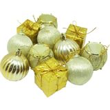 Kit 44 Pçs Tubo Natalino Enfeite Árvore De Natal Dourado 5cm