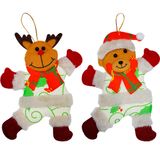 Kit 6 Enfeites Decoração Árvore De Natal Urso Rena Natalino