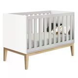 Berço Mini Cama Classic Branco Fosco Com Pés Madeira Natural - Reller Móveis Branco Fosco