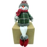 Enfeite Natalino Boneco De Neve Xadrez Com Pernas Mole 45cm