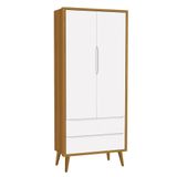 Guarda Roupa Infantil 2 Portas Theo Retrô Branco/savana Com Pés Amadeirado - Reller Móveis Branco/savana