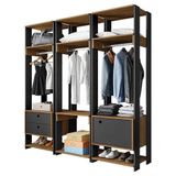 Guarda Roupa Modulado Closet Completo Titan Preto Velluto/freijó - Pr Móveis Preto Velluto/ Freijó