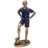 Escultura Decoração Jogador De Futebol Estatueta Resina 26cm