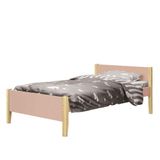 Cama Solteiro Simba Rosa Fosco Com Pés Madeira Natural - Reller Móveis Rosa Fosco