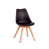 Cadeira Leda Charles Eames Wood Almofada Preta Sofisticada