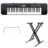 Kit Teclado Arranjador 46 Teclas Ctk-240 Preto Casio Com Suporte Em X