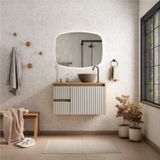 Gabinete Para Banheiro Em Madeira Sakura 88 Jequitiba/offwhite