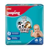 Fralda Descartável Looping Looney Tunes Jumbinho Pequena - 8 Pacotes Com 18 Fraldas - Total 144 Tiras