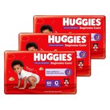 Fralda Descartável Huggies Hiper Roupinha Supreme Care Tamanho G - 3 Pacotes Com 60 Fraldas - Total 180 Tiras