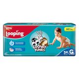 Fralda Descartável Looping Looney Tunes Mega Grande - 6 Pacotes Com 32 Fraldas - Total 192 Tiras