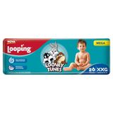 Fralda Descartável Looping Looney Tunes Mega Extra Extra Grande - 6 Pacotes Com 26 Fraldas - Total 156 Tiras