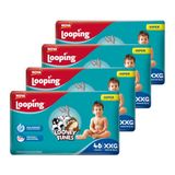 Fralda Descartável Looping Looney Tunes Hiper Extra Extra Grande - 4 Pacotes Com 46 Fraldas - Total 184 Tiras