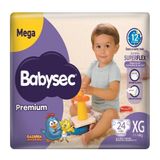 Fralda Descartável Babysec Premium Mega Tamanho Xg - 6 Pacotes Com 24 Fraldas - Total 144 Tiras