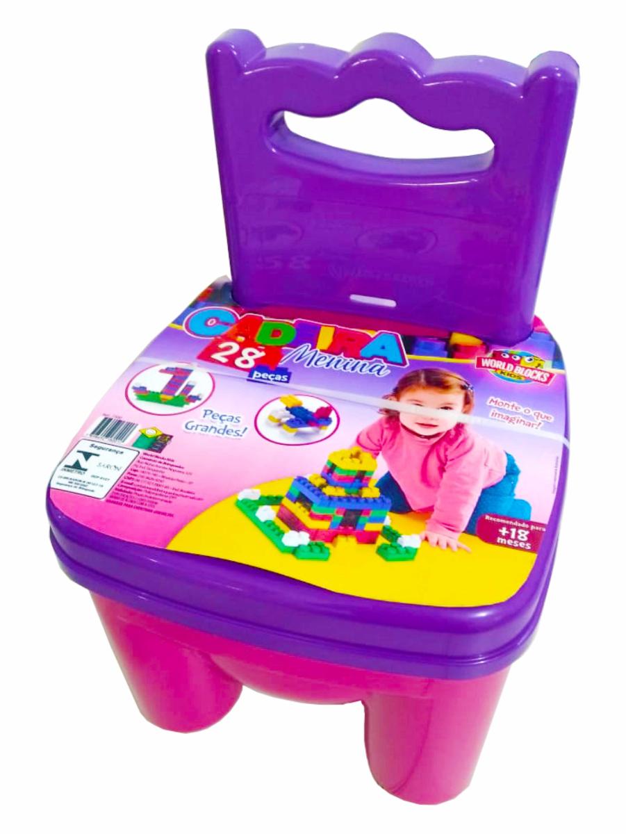 Brinquedo Educativo Cadeirinha Com Blocos De Montar Menina