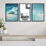 Kit 3 Quadros Decorativos Praia - Passagem 24x18cm - Vidro