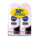 Antitranspirante Roll-on Nivea Black &amp; White Invisible Clear Feminino 48h 50ml Com 2 Unidades