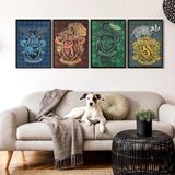 Kit 4 Quadros Casas De Hogwarts 24x18cm - Com Vidro