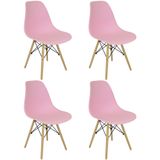 Kit 4 Cadeiras Charles Eames Eiffel Wood Design - Rosa