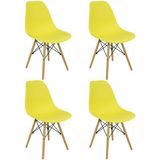 Kit 4 Cadeiras Charles Eames Eiffel Wood Design - Amarelo