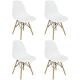 Kit 4 Cadeiras Charles Eames Eiffel Wood Design - Branco