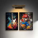 Kit 2 Quadros Quarto Menino Rock E Gamer 33x24cm