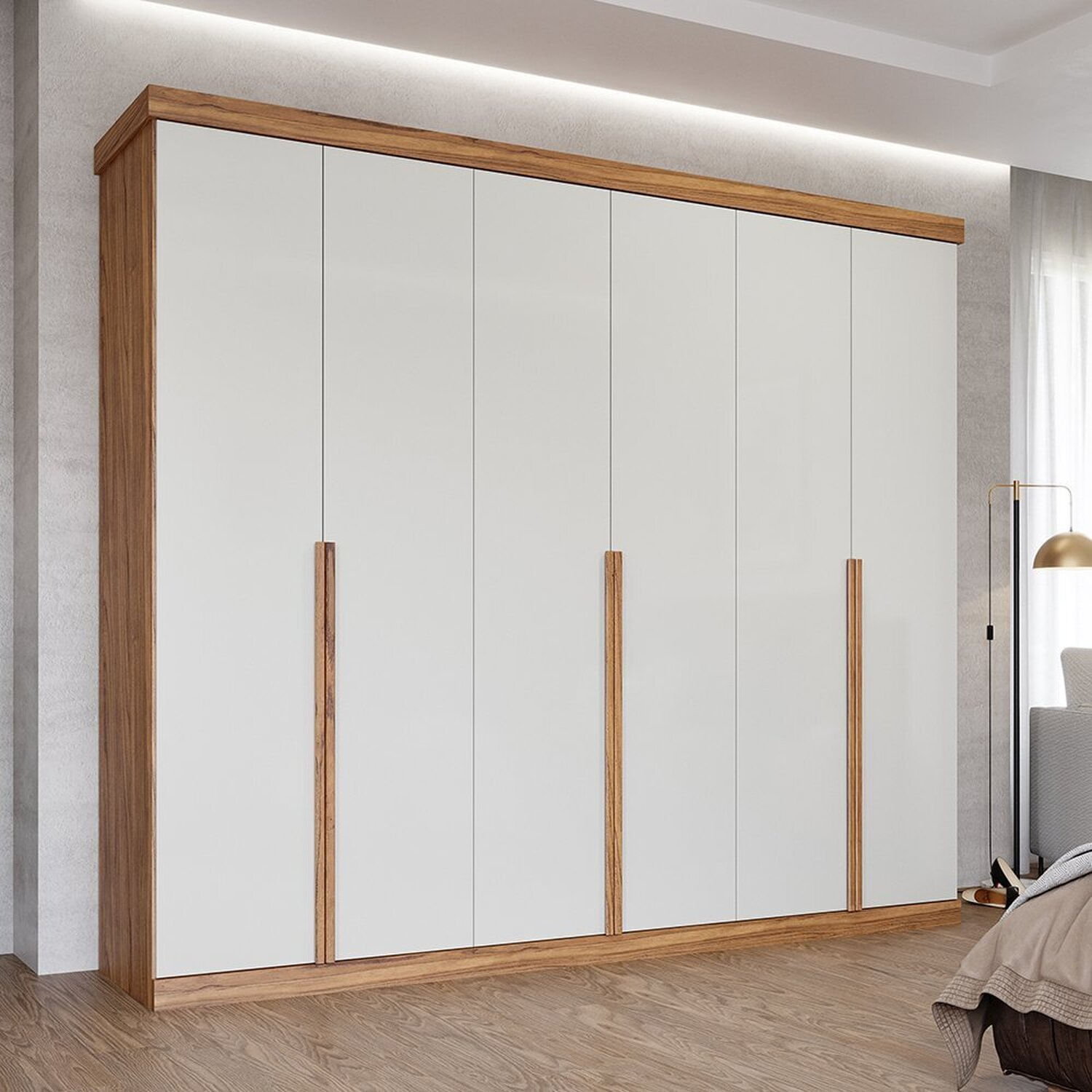 Guarda-roupa Casal 6 Portas Mdf Linhares Espresso Móveis Cinamomo/off White