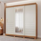 Guarda-roupa Casal 3 Portas De Correr 6 Gavetas Com Pés 100% Mdf Boston Espresso Móveis Cinamomo/off White