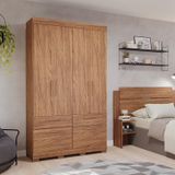 Guarda-roupa Casal 4 Portas De Bater 1 Basculante 3 Gavetas Mdf Coimbra Espresso Móveis Cinamomo