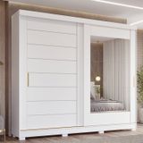 Guarda-roupa Casal 2 Portas De Correr 8 Gavetas Com Pés 100% Mdf Siena Espresso Móveis Branco Brilho