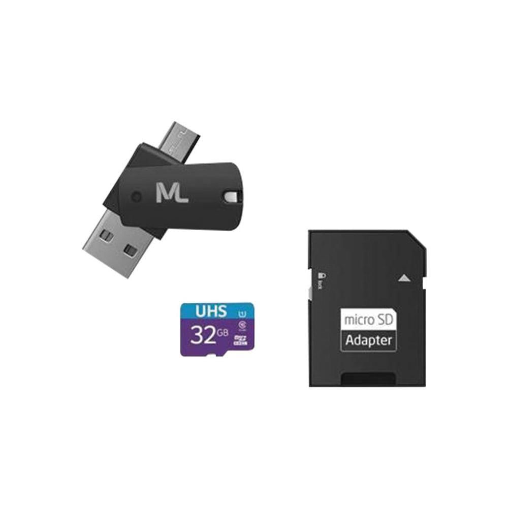 Cartão De Memória 4x1 Ultra High Speed Até 80 Mb-s Uhs1 32gb +adaptador Sd Usb Dual Mc151 Classe 10