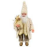 Papai Noel Gigante Creme/gold Tecido Decoração Natal 140cm