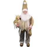 Papai Noel Gigante Gold De Tecido Decoração Natal Luxo 140cm