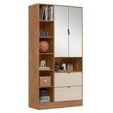 Armário Multiuso 2 Portas Ambiente Joy Amêndola Off White Com Espelho - Demóbile